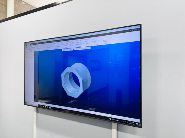3D CAD model shown on a design workstation
