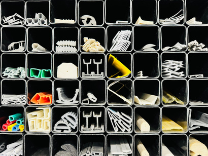 Assortment of plastic extrusion profiles from the Fram Trak brochure